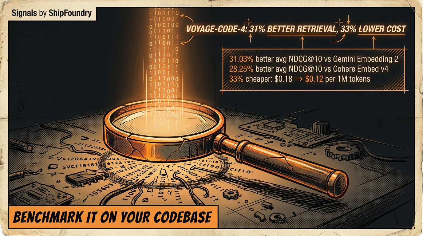 Vintage technical illustration of a magnifying glass focusing scattered code fragments into a single clean line of binary, set against an aged paper texture.